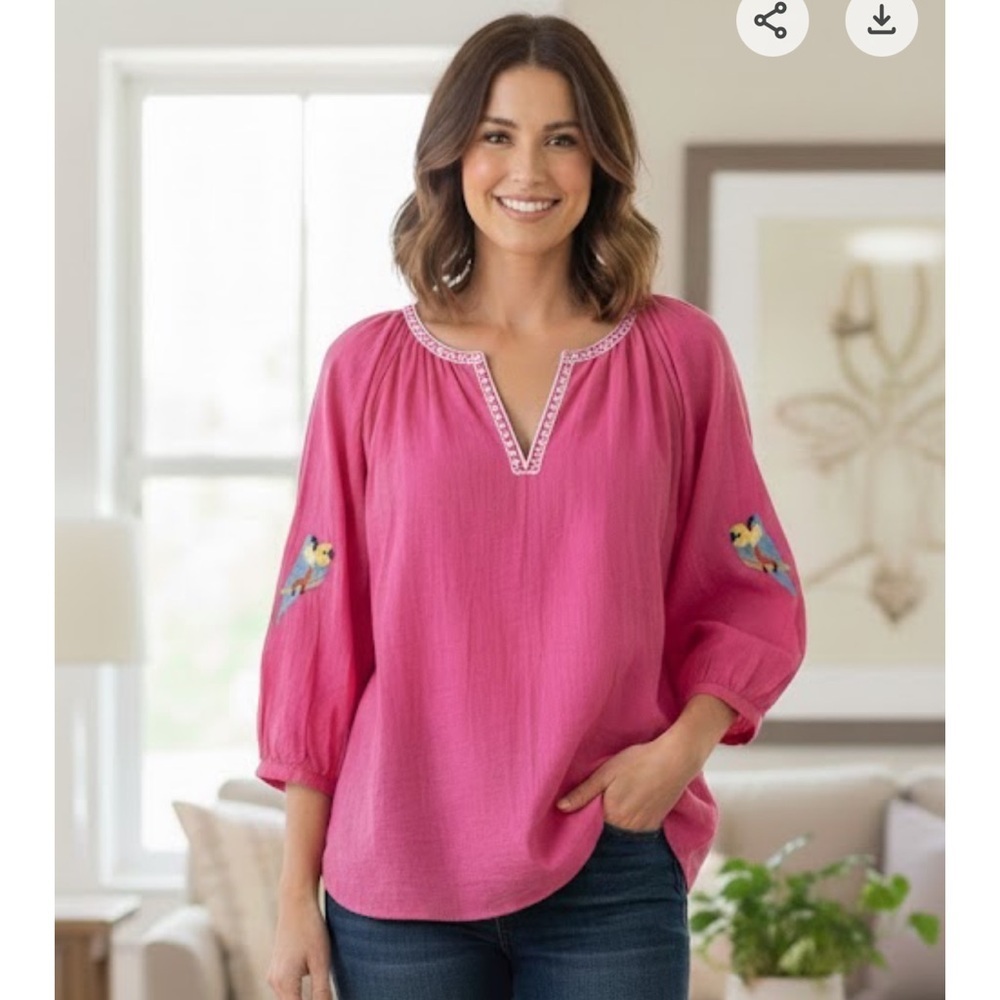 Talbots Pink Embroidered Women's Top
